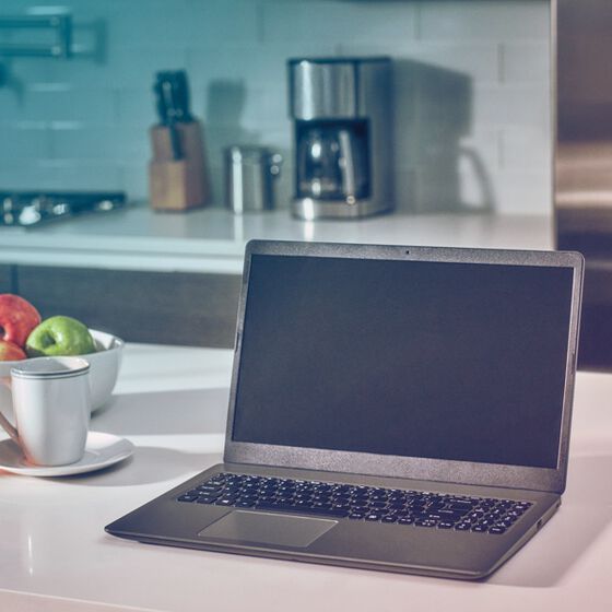 A laptop computer.